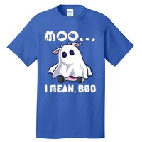 Moo I Mean Boo Cow Farming Halloween Gift Tall T-Shirt