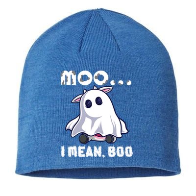 Moo I Mean Boo Cow Farming Halloween Gift Sustainable Beanie