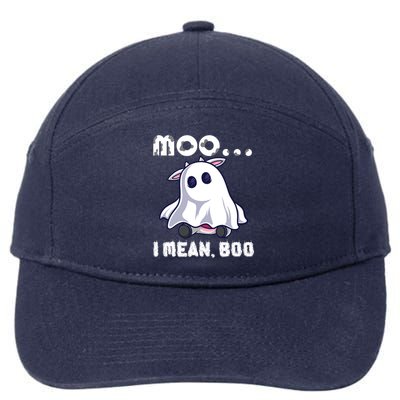 Moo I Mean Boo Cow Farming Halloween Gift 7-Panel Snapback Hat