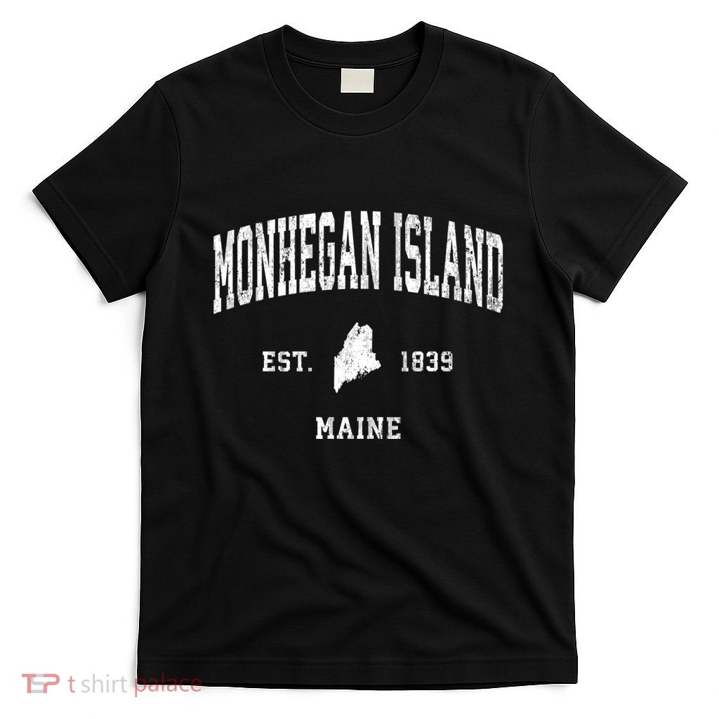 Monhegan Island Maine Me Vintage Athletic Sports T-Shirt