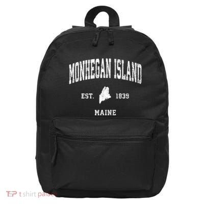 Monhegan Island Maine Me Vintage Athletic Sports 16 in Basic Backpack