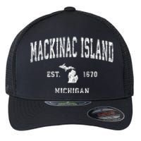 Mackinac Island Michigan Mi Vintage Athletic Sports Flexfit Unipanel Trucker Cap