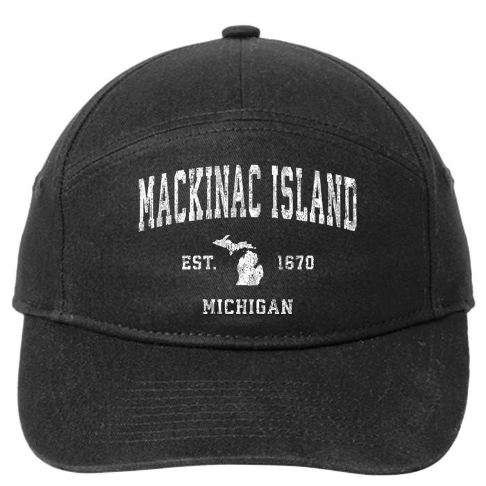 Mackinac Island Michigan Mi Vintage Athletic Sports 7-Panel Snapback Hat