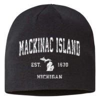 Mackinac Island Michigan Mi Vintage Athletic Sports Sustainable Beanie