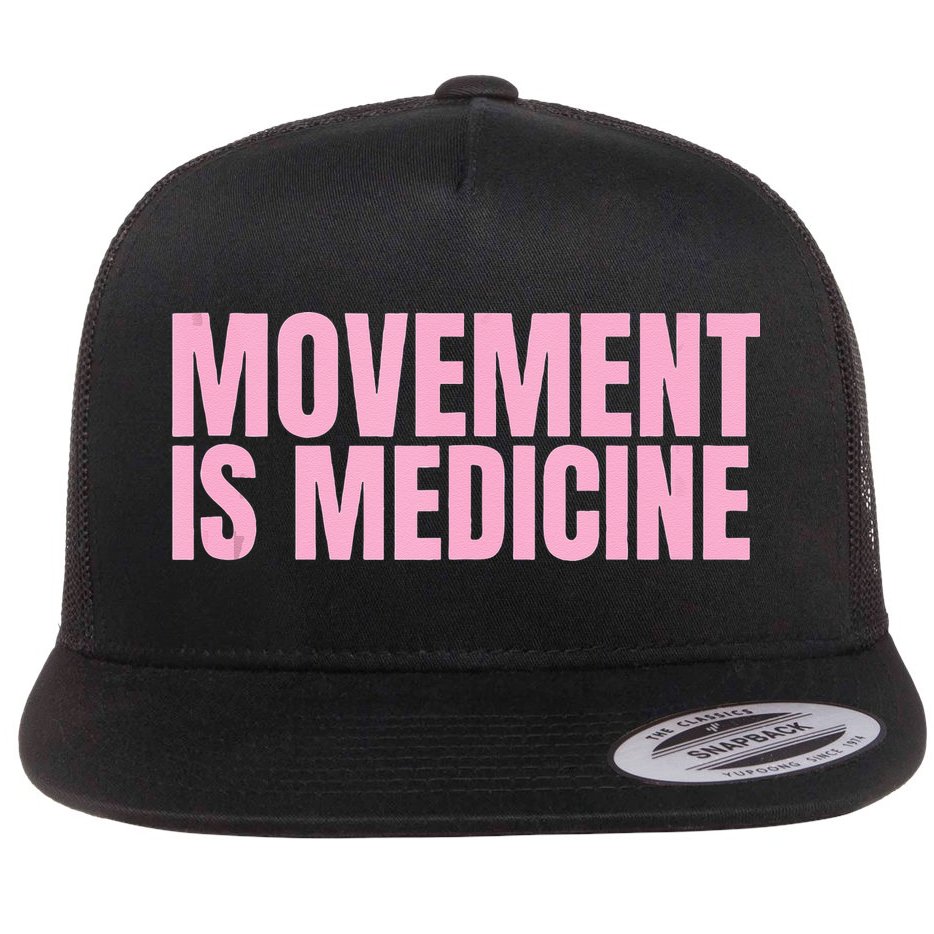 Movement Is Medicine Sports Weights Gym Fitness Athlete Flat Bill Trucker Hat