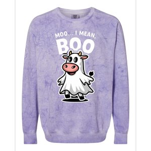 Moo I Mean Boo Cow Ghost Funny Halloween Funny Gift Colorblast Crewneck Sweatshirt