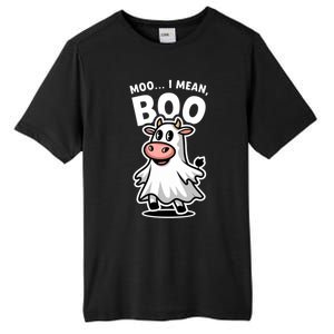 Moo I Mean Boo Cow Ghost Funny Halloween Funny Gift Tall Fusion ChromaSoft Performance T-Shirt