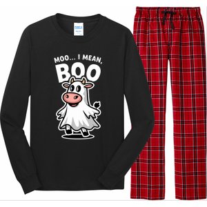 Moo I Mean Boo Cow Ghost Funny Halloween Funny Gift Long Sleeve Pajama Set