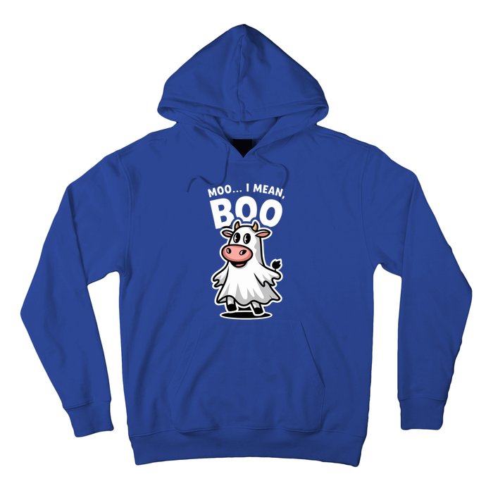 Moo I Mean Boo Cow Ghost Funny Halloween Funny Gift Hoodie