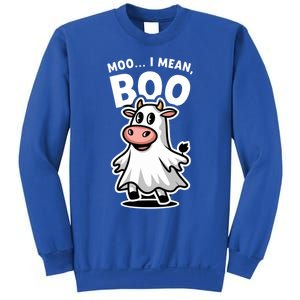 Moo I Mean Boo Cow Ghost Funny Halloween Funny Gift Sweatshirt