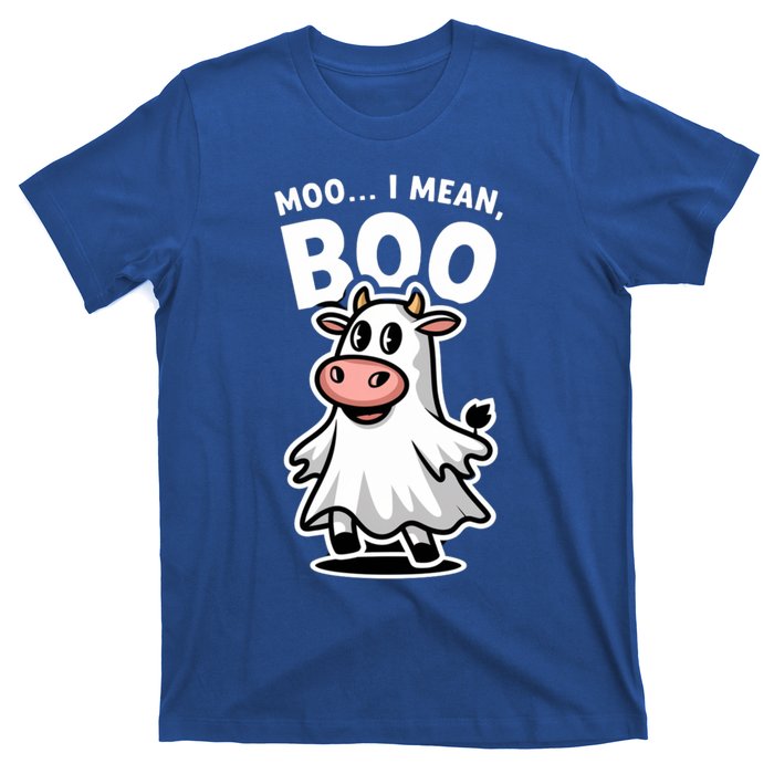 Moo I Mean Boo Cow Ghost Funny Halloween Funny Gift T-Shirt