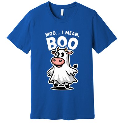 Moo I Mean Boo Cow Ghost Funny Halloween Funny Gift Premium T-Shirt