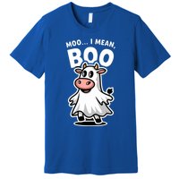 Moo I Mean Boo Cow Ghost Funny Halloween Funny Gift Premium T-Shirt