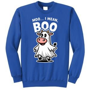 Moo I Mean Boo Cow Ghost Funny Halloween Funny Gift Tall Sweatshirt