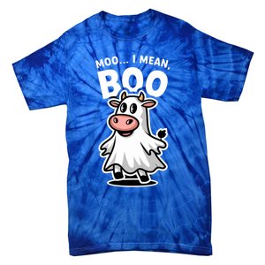 Moo I Mean Boo Cow Ghost Funny Halloween Funny Gift Tie-Dye T-Shirt