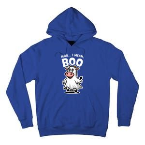 Moo I Mean Boo Cow Ghost Funny Halloween Funny Gift Tall Hoodie