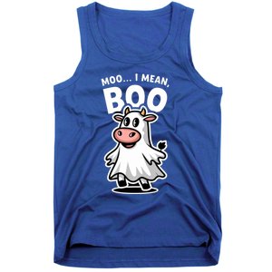 Moo I Mean Boo Cow Ghost Funny Halloween Funny Gift Tank Top