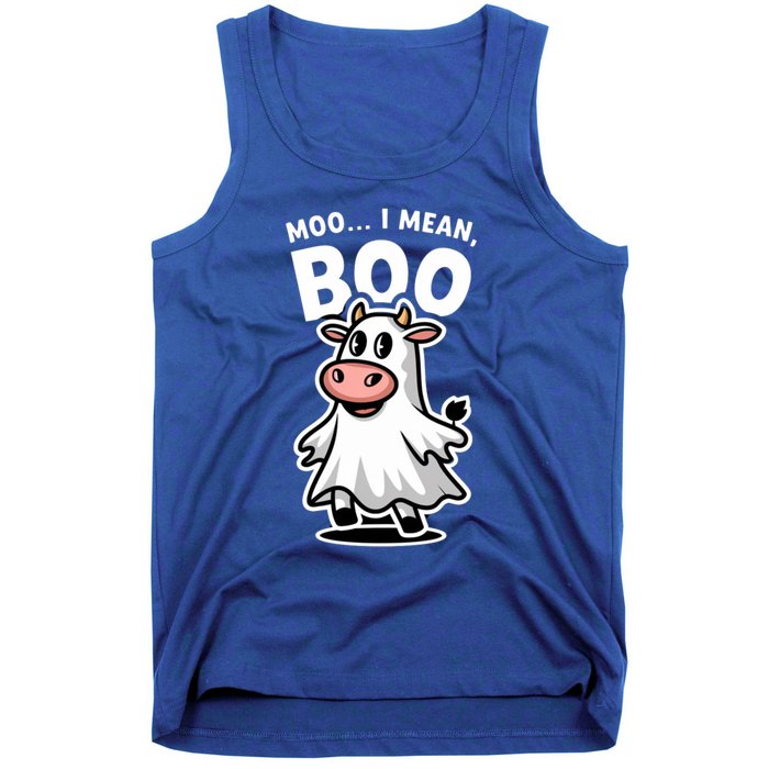 Moo I Mean Boo Cow Ghost Funny Halloween Funny Gift Tank Top