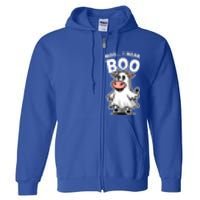 Moo I Mean Boo Cow Ghost Funny Halloween Funny Gift Full Zip Hoodie