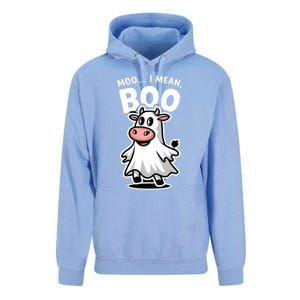 Moo I Mean Boo Cow Ghost Funny Halloween Funny Gift Unisex Surf Hoodie