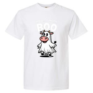 Moo I Mean Boo Cow Ghost Funny Halloween Funny Gift Garment-Dyed Heavyweight T-Shirt