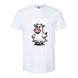 Moo I Mean Boo Cow Ghost Funny Halloween Funny Gift Softstyle CVC T-Shirt