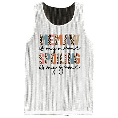 Memaw Is My Name Spoiling Is My Game Grandma Leopard Mesh Reversible Basketball Jersey Tank