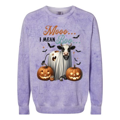 Moo I Mean Boo Cow Halloween Party Costume Gift Colorblast Crewneck Sweatshirt