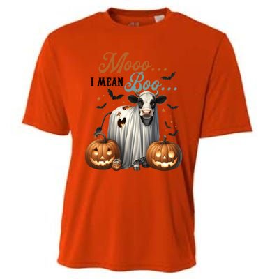 Moo I Mean Boo Cow Halloween Party Costume Gift Cooling Performance Crew T-Shirt