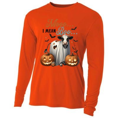 Moo I Mean Boo Cow Halloween Party Costume Gift Cooling Performance Long Sleeve Crew