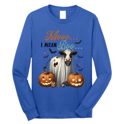 Moo I Mean Boo Cow Halloween Party Costume Gift Long Sleeve Shirt