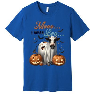 Moo I Mean Boo Cow Halloween Party Costume Gift Premium T-Shirt