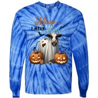 Moo I Mean Boo Cow Halloween Party Costume Gift Tie-Dye Long Sleeve Shirt