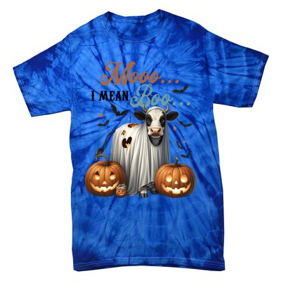 Moo I Mean Boo Cow Halloween Party Costume Gift Tie-Dye T-Shirt