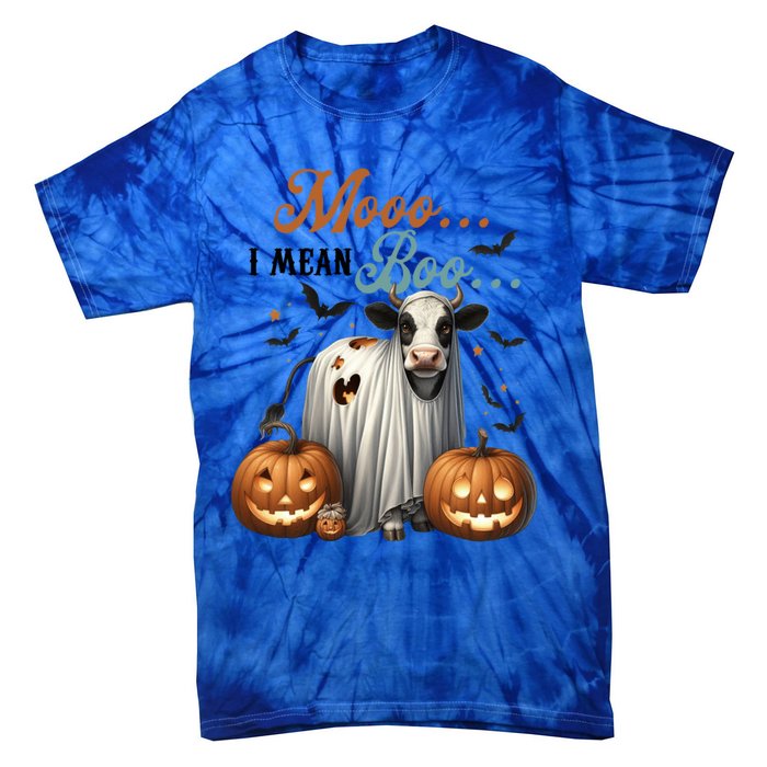 Moo I Mean Boo Cow Halloween Party Costume Gift Tie-Dye T-Shirt