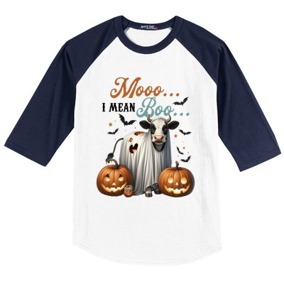 Moo I Mean Boo Cow Halloween Party Costume Gift Baseball Sleeve Shirt