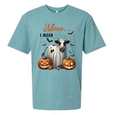 Moo I Mean Boo Cow Halloween Party Costume Gift Sueded Cloud Jersey T-Shirt