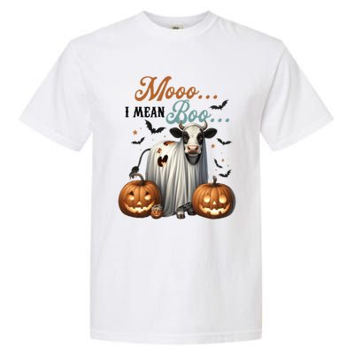 Moo I Mean Boo Cow Halloween Party Costume Gift Garment-Dyed Heavyweight T-Shirt