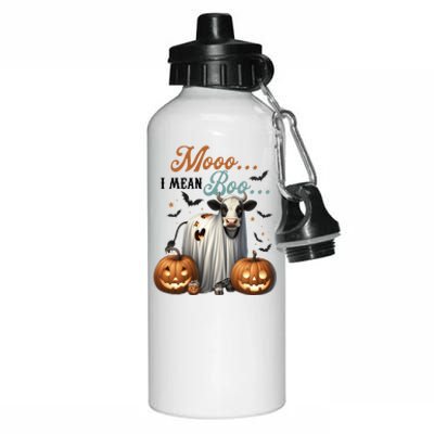 Moo I Mean Boo Cow Halloween Party Costume Gift Aluminum Water Bottle