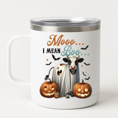 Moo I Mean Boo Cow Halloween Party Costume Gift 12 oz Stainless Steel Tumbler Cup