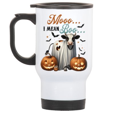 Moo I Mean Boo Cow Halloween Party Costume Gift Stainless Steel Travel Mug