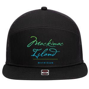 Mackinac Island Michigan 7 Panel Mesh Trucker Snapback Hat