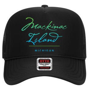 Mackinac Island Michigan High Crown Mesh Back Trucker Hat