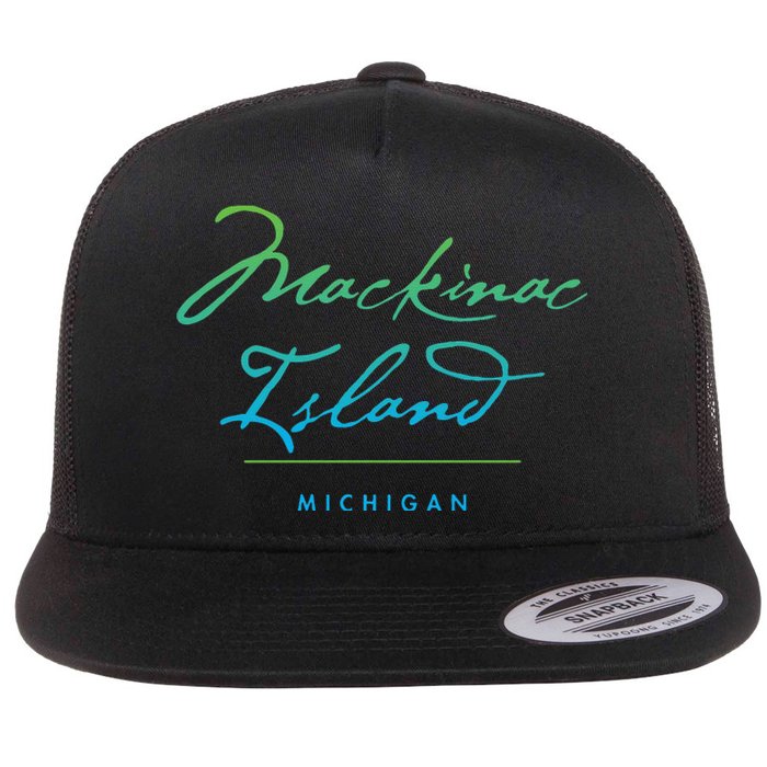 Mackinac Island Michigan Flat Bill Trucker Hat