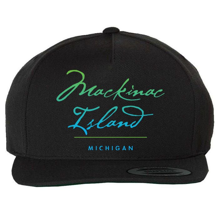 Mackinac Island Michigan Wool Snapback Cap