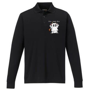 Moo I Mean Boo Ghost Cow Ghost Cow Halloween Farmer Performance Long Sleeve Polo