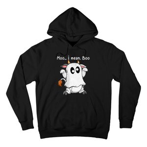 Moo I Mean Boo Ghost Cow Ghost Cow Halloween Farmer Hoodie