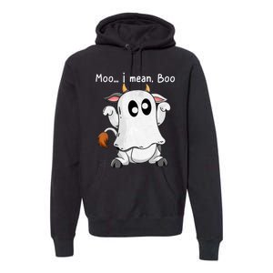 Moo I Mean Boo Ghost Cow Ghost Cow Halloween Farmer Premium Hoodie