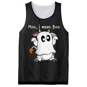 Moo I Mean Boo Ghost Cow Ghost Cow Halloween Farmer Mesh Reversible Basketball Jersey Tank