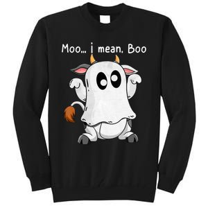 Moo I Mean Boo Ghost Cow Ghost Cow Halloween Farmer Tall Sweatshirt